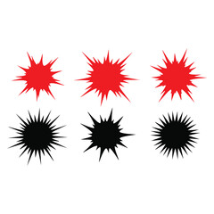Dynamic Red and Black Burst Shapes Vector Illustration Set