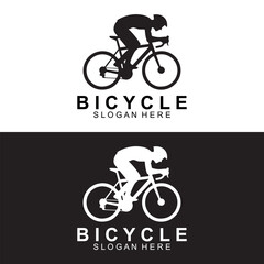 Fototapeta premium Bicycle Logo Design Vector, Cycling Rider Silhouette Illustration, Modern Bike Sports Emblem