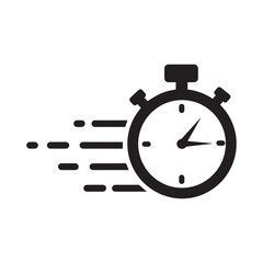 Obraz premium Stopwatch icon speed time deadline efficiency black and white