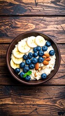 Oatmeal Porridge with Blueberries and Bananas