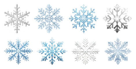 PNG Elegant diverse snowflake designs, element set on transparent background