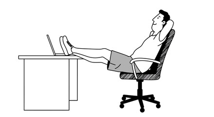 Relaxed Man with Feet Up on Desk Enjoying a Leisurely Break