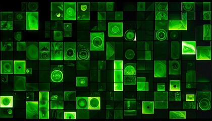 Green Matrix Data Stream - Abstract Technology Background with Glowing Symbols.