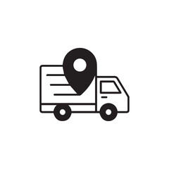 Delivery Truck with Location Pin - GPS Tracking Logistics Vector