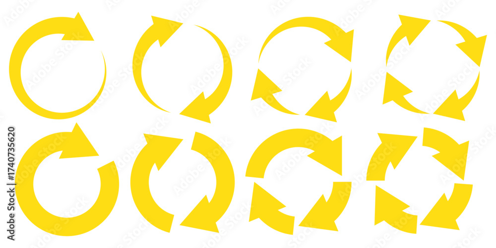 Wall mural circular arrows icon. a set of arrows arranged in a circle. update, reboot, refresh, reload icon. ve