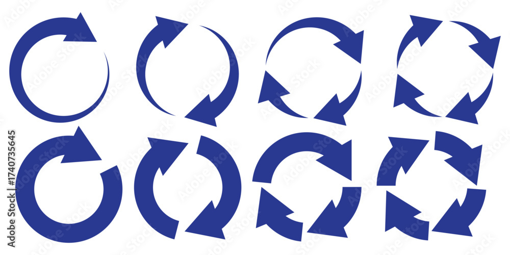 Wall mural circular arrows icon. a set of arrows arranged in a circle. update, reboot, refresh, reload icon. ve