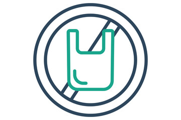 No plastic sign. line icon style. icon related to zero waste. waste elements vector illustration
