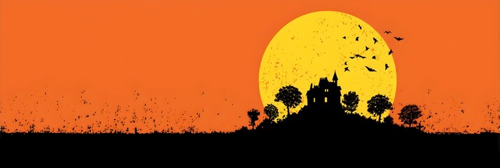 A sunset with a house in the background