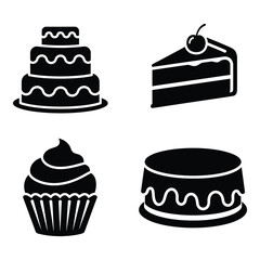 Delicious baked goods collection featuring layered cakes cupcakes and slices perfect for celebrations and parties silhouette