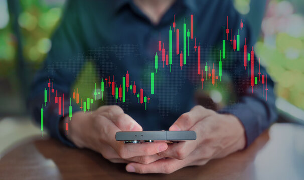 Mobile Stock Trading with Candlestick Chart Overlay