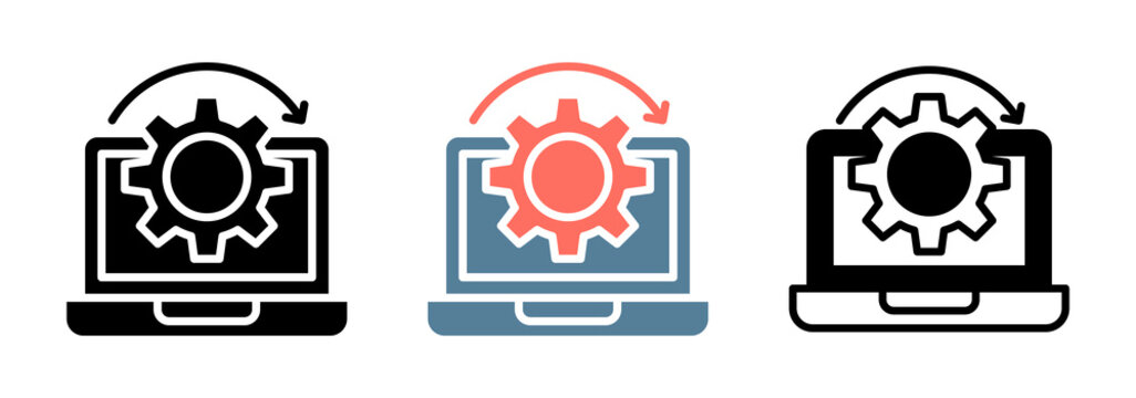Process Automation Icon Collection Set  Glyph & Mixed Style  