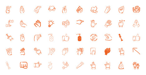 Collection of Hand Gesture Icons: Actions, Symbols, and Communication