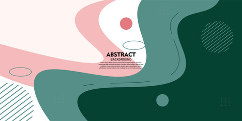 Abstract bright banner with simple pattern on green and pink liquid background. Vector eps10