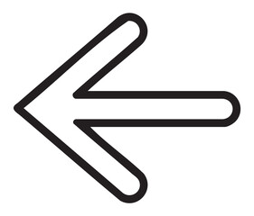 Fototapeta premium Black outline of a simple left-pointing arrow with sharp edges. minimal design symbolizing direction and navigation.