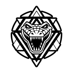 A glyph style icon showing a crocodile mascot