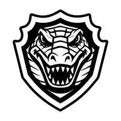 A glyph style icon showing a crocodile logo