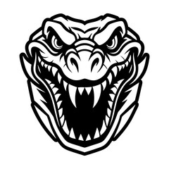 A solid style icon depicting a crocodile face