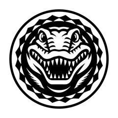 A filled style icon representing an alligator mascot
