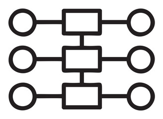 Obraz premium Simple black outline icon of a block and node diagram representing a network or flowchart concept.
