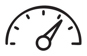 Black outline of a speedometer gauge with a needle pointing to the right, indicating moderate speed levels.