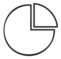 Simple black outline pie chart with three segments, including one distinctively separated smaller segment.