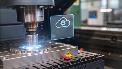 ai cloud for iot devices High-tech machinery with cloud integration for precision manufacturing processes.