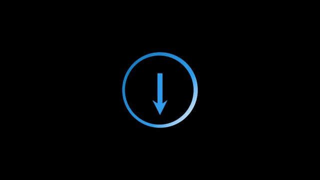 Animated Blue Download Arrow in Circular Icon on Black Background
