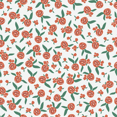 Vector rose seamless flower background pattern. Cute floral fabric isolated. Springtime floral for Valentine cards, fabric, scrapbooking, stationery, wrapping, textiles and wallpaper.