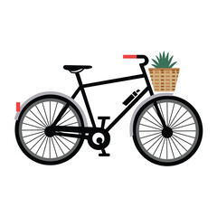 Black bicycle carrying basket vector on white background