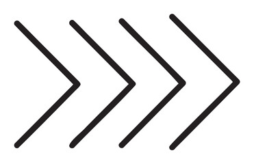 Obraz premium Four black outline vector arrows pointing to the right on a plain white background. minimalistic linear design suitable for directions and navigation concepts.