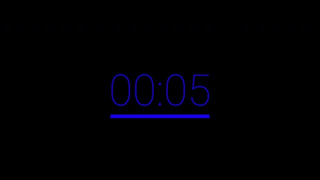 10 second timer countdown animation, countdown timer animation from 10s to 0s countdown timer animation on transparent on black background.4k animation