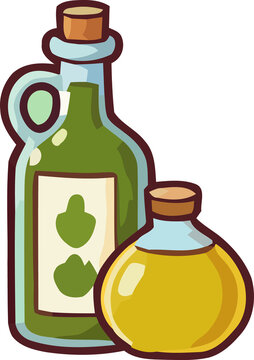 green and yellow oil bottles clip art preview