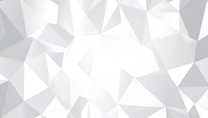 Abstract, crystalline polygonal shapes form a bright, geometric composition, featuring a variety of triangles and a gradient of shades