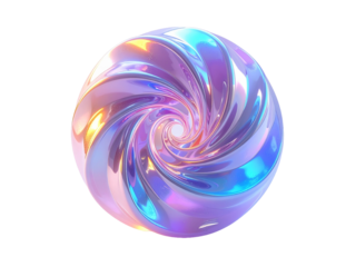 Abstract colorful glass torus shape features vibrant iridescent reflections, futuristic design, and fluid geometry in a modern minimalistic background.