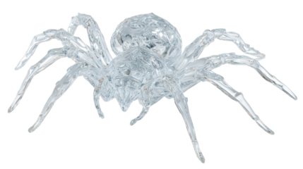Floating frost spider crystal background isolated on a Transparent background, PNG file.