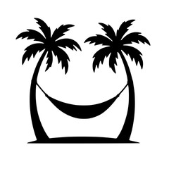 Palm Tree Hammock Silhouette Travel Clipart