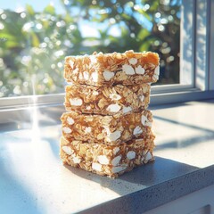 Delicious homemade granola bars kitchen food photography bright natural light close-up healthy snack ideas