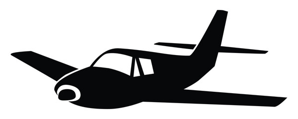 Small Plane Fly Icon in black. Vector illustration.