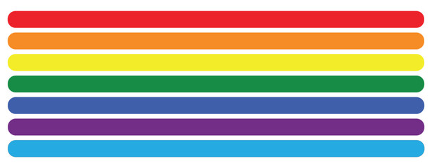 Rainbow pride flag stripes isolated on transparent. Vector illustration.