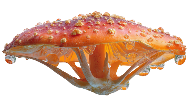 Floating lantern mushroom background isolated on a Transparent background, PNG file. - Powered by Adobe