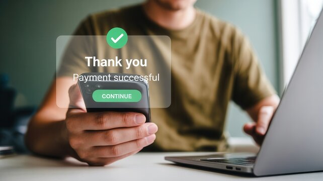 Confidently complete online transactions with a successful payment confirmation on a smartphone screen