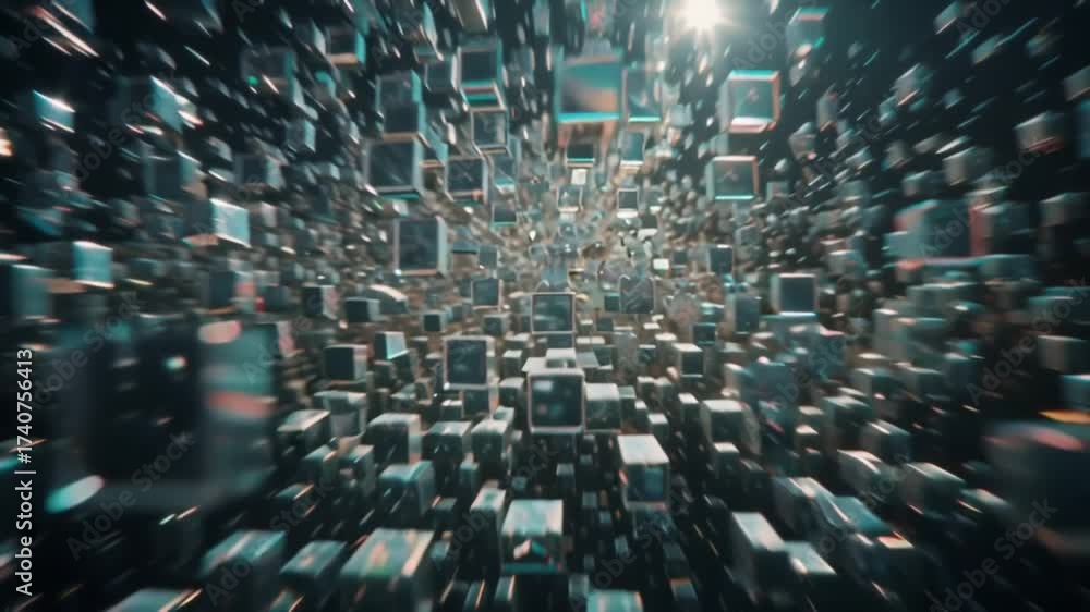 Wall mural abstract cubes in a digital space a futuristic visual of data and connectivity