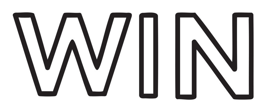 Bold black outline of the word "win" in capital letters, showcasing a simple and impactful design.