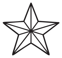 Obraz premium Black outline of a simple five-pointed star with intersecting lines and geometric symmetry.