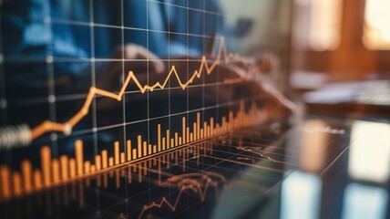 Dynamic stock market charts illuminate growth potential and financial analysis on a modern digital display, capturing investment success.