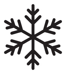 Obraz premium Black outline vector icon of a simple six-branched snowflake. minimal linear design for winter, cold weather, and seasonal concepts.