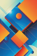 Abstract Geometric Composition Blue Orange Shapes Intersecting Planes Futuristic Concept Design Modern Dynamic Art Illustration