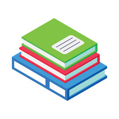 Books Isometric vector Illustration 