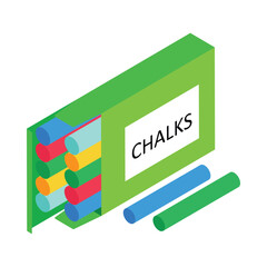 Chalk Box Isometric vector Illustration 