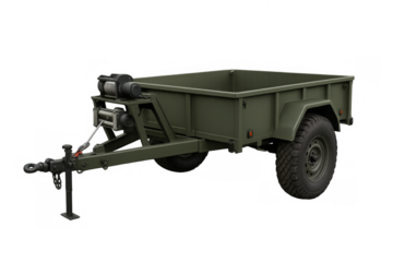Military utility trailer with winch for transport
